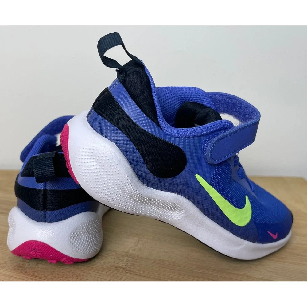 00459 - Kids Nike Revolution Ultramarine/Lime Sneakers‎ Toddler Size 9C